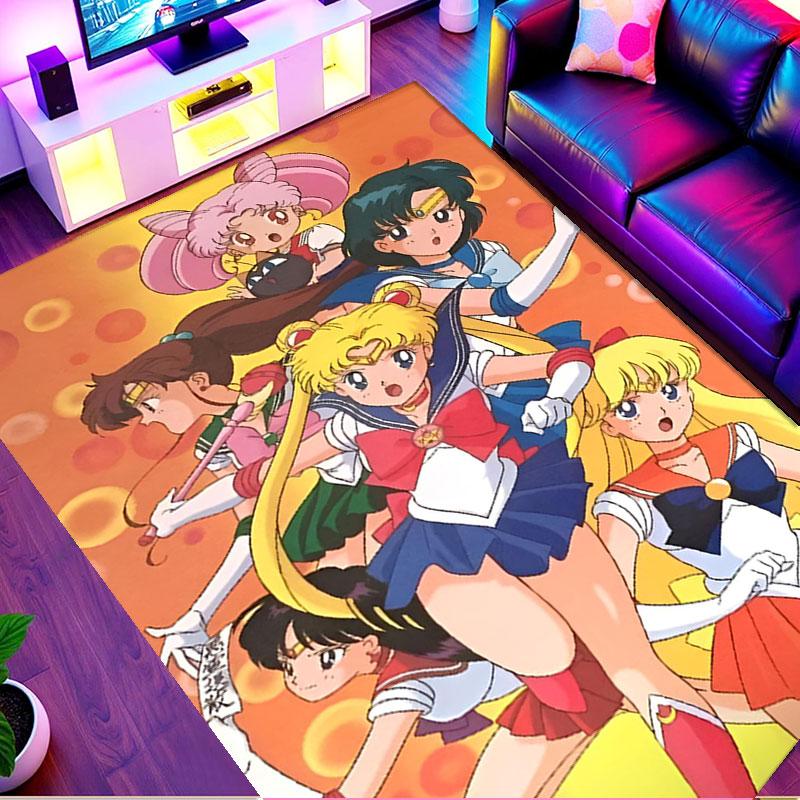 Sailor Moon Print Rug, Washable Floor Carpet, For Entryway Dorm Laundry Room Office Study, Home Decor Birthday Christmas Gift