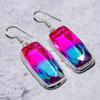 Bi-Color Tourmaline Gemstone Handmade 925 Sterling Silver Earring 2.01" Q4B40
