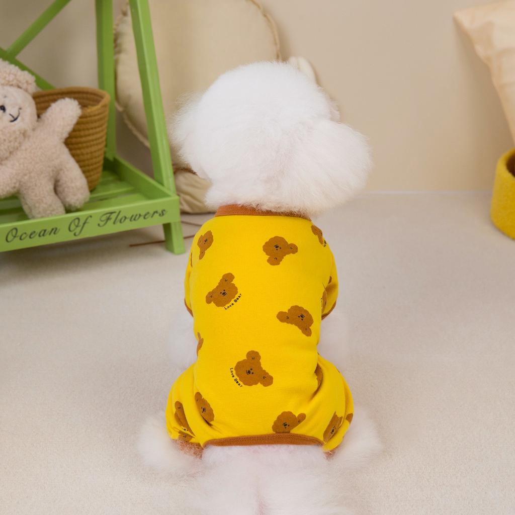 Мультяшный медведь Одежда для маленьких собак Высокая эластичность Комбинезон на четыре лапы для кошек Весна Осень Защита Французский бульдог Питомец Комбинезон