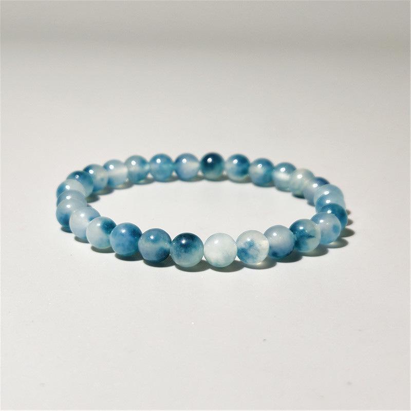 6/8/10/12mm Natural Blue Chalcedony Jasper Jade Bracelets Classic Men Women Buddha Bracelets Minimalist Yoga Meditation Jewelry