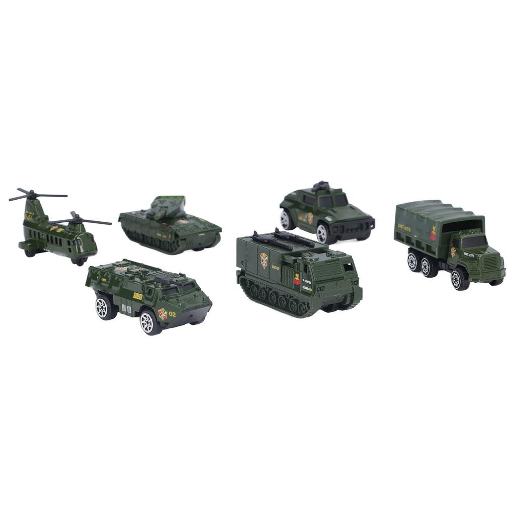 Diecast Military Vehicles 6 Pack Army Toys Assorted Transporter Tank Helicopter Armored Car for