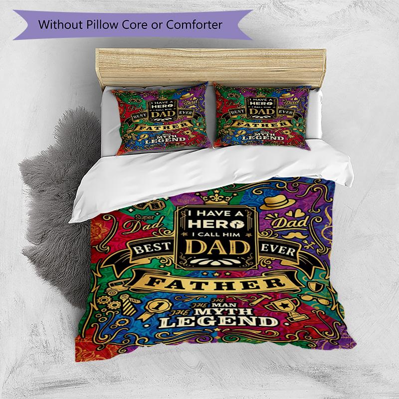 Love Dad Always 3‑Piece Bedding Set,Soft Duvet Cover with 19 Pillowcases,Multi‑Scene Home Dorm Use,Ideal Gift for Birthday & Holiday