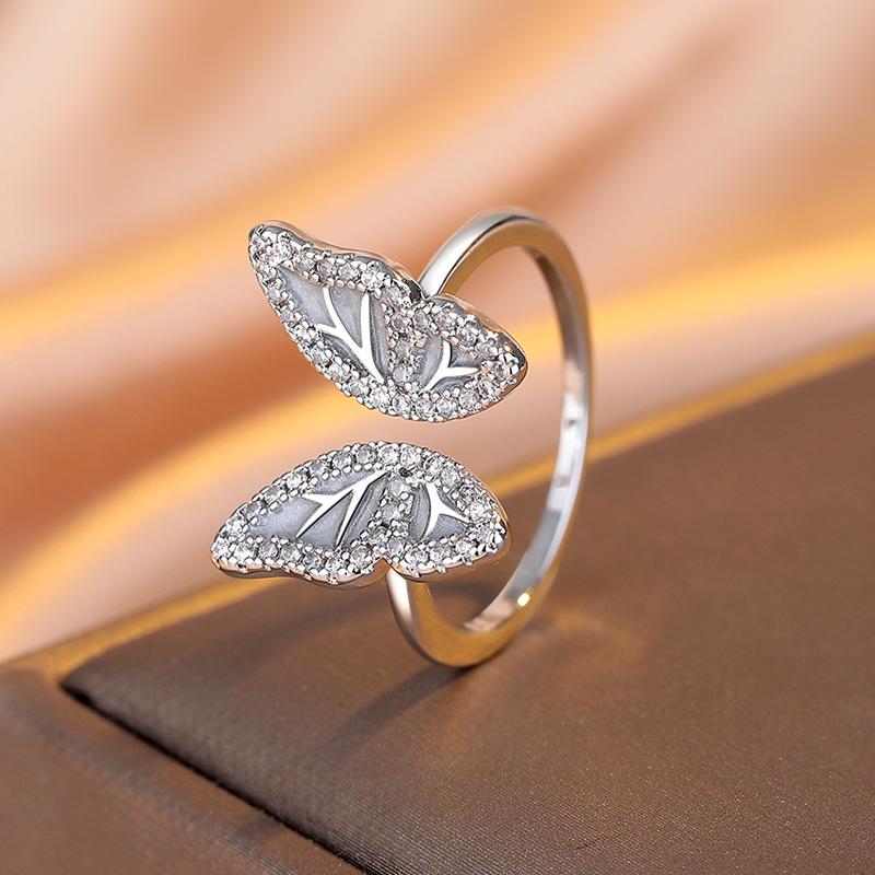 Высококлассное нишевое дизайнерское кольцо-капля масла с бабочкой, открытое, модный аксессуар для указательного пальца