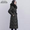 Women's Long Hooded Down Jacket with Fox Fur Collar