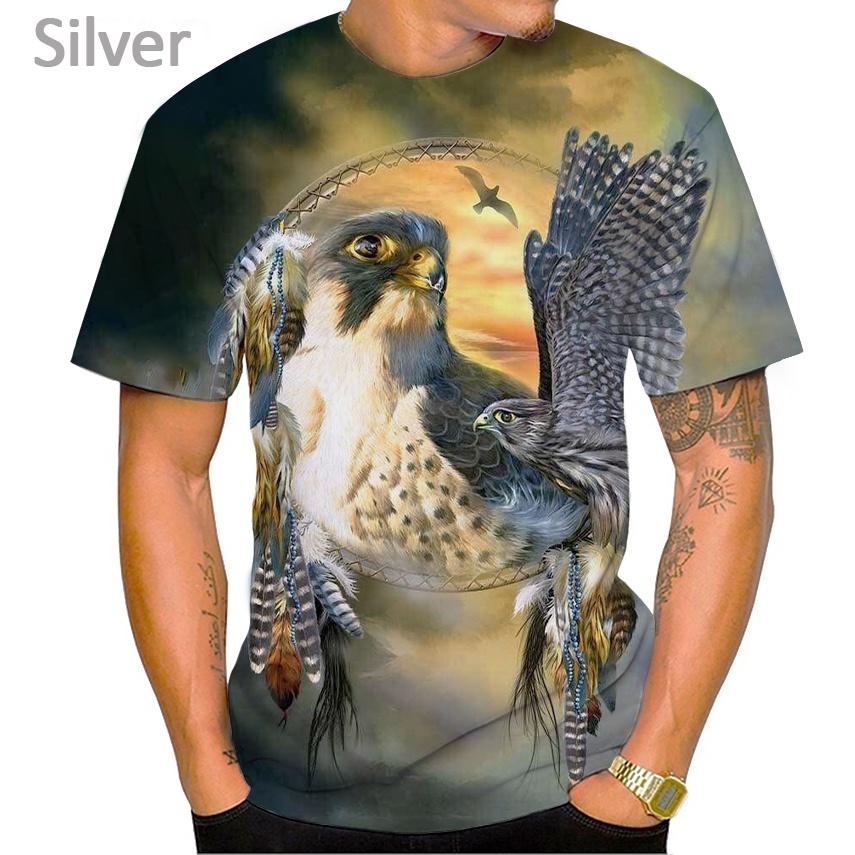 Новая футболка с коротким рукавом с принтом орла 3D, повседневная футболка с принтом животных орла в стиле хип-хоп и рок, креативная футболка с круглым вырезом