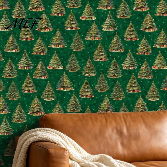 Scratch Resistant Wall Paper for Shelves Christmas Tree Decals, Large Holiday Pine Backdrop Sticker, Peel And Home Decoration Supplies Stick