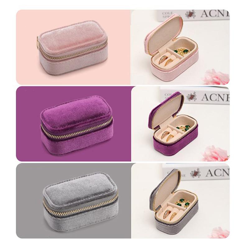 Мини-бархатная коробка для колец, чехол для хранения ювелирных изделий, однослойный органайзер для сережек и ожерелья, сумка на молнии ярких цветов, портативная дорожная сумка