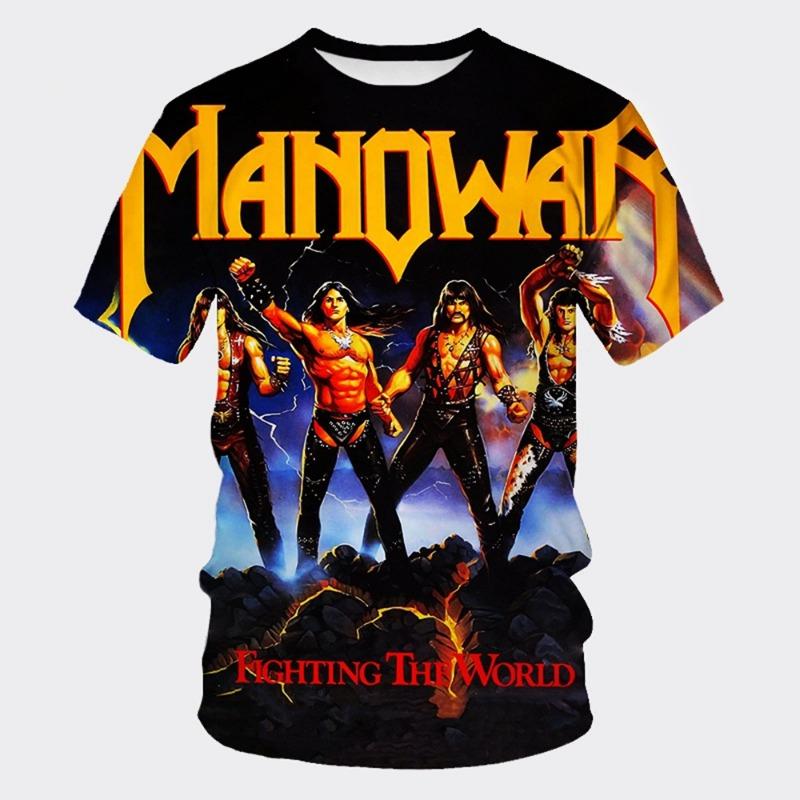 MANOWAR Рок Хип-хоп Группа 3D Принт Спортивная Быстросохнущая Дышащая Мужская Футболка Уличная Повседневная Мода Одежда с Коротким Рукавом Лето