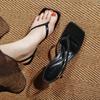 High-heeled Toe Sandals Women's New Square-head High-heeled Shoes Women's Stiletto Temperament Strappy Shoes