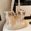 Плетеная сумка в этническом стиле, женская новая европейская и американская вязаная полая сумка-тоут, универсальная сумка через плечо большой вместимости