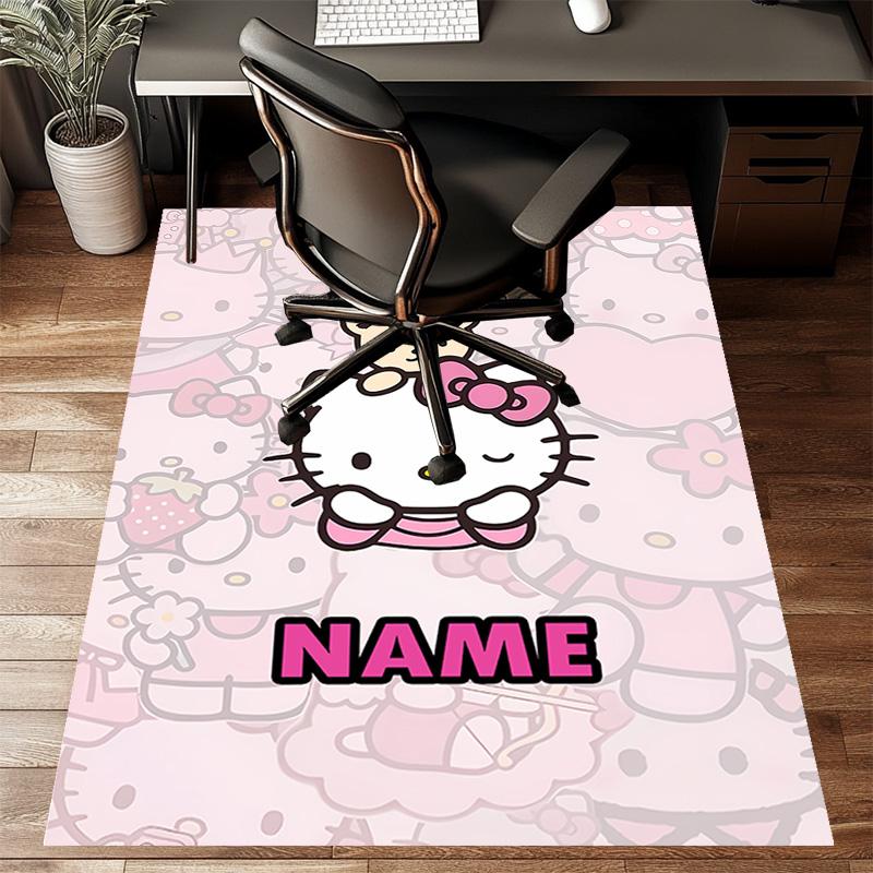 Custom HelloKitty Mat Personalized Name, Polyester Washable Indoor Entryway Rug, Gift for Christmas, Easter, Thanksgiving Day