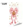 Christmas Shop Window Decor Static Glass Sticker, Theme Bow Pattern Print, Removable Santa Claus Stickers Electrostatic PVC Film for Home And