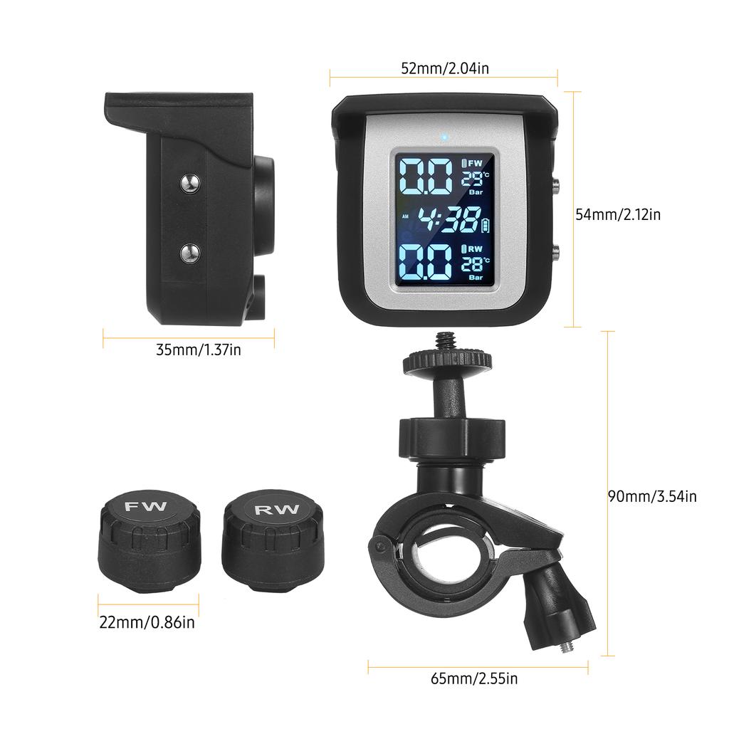 TPMS Tyre Pressure Monitoring System Solar Power Wireless Tire Pressure Monitoring System with 2