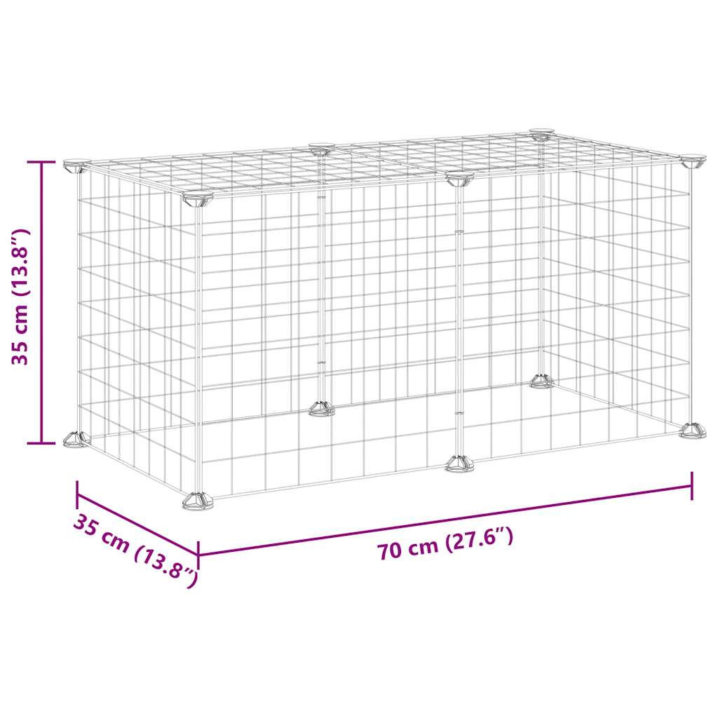 8 Piece Pet Cage Black 35 x 35 cm Steel