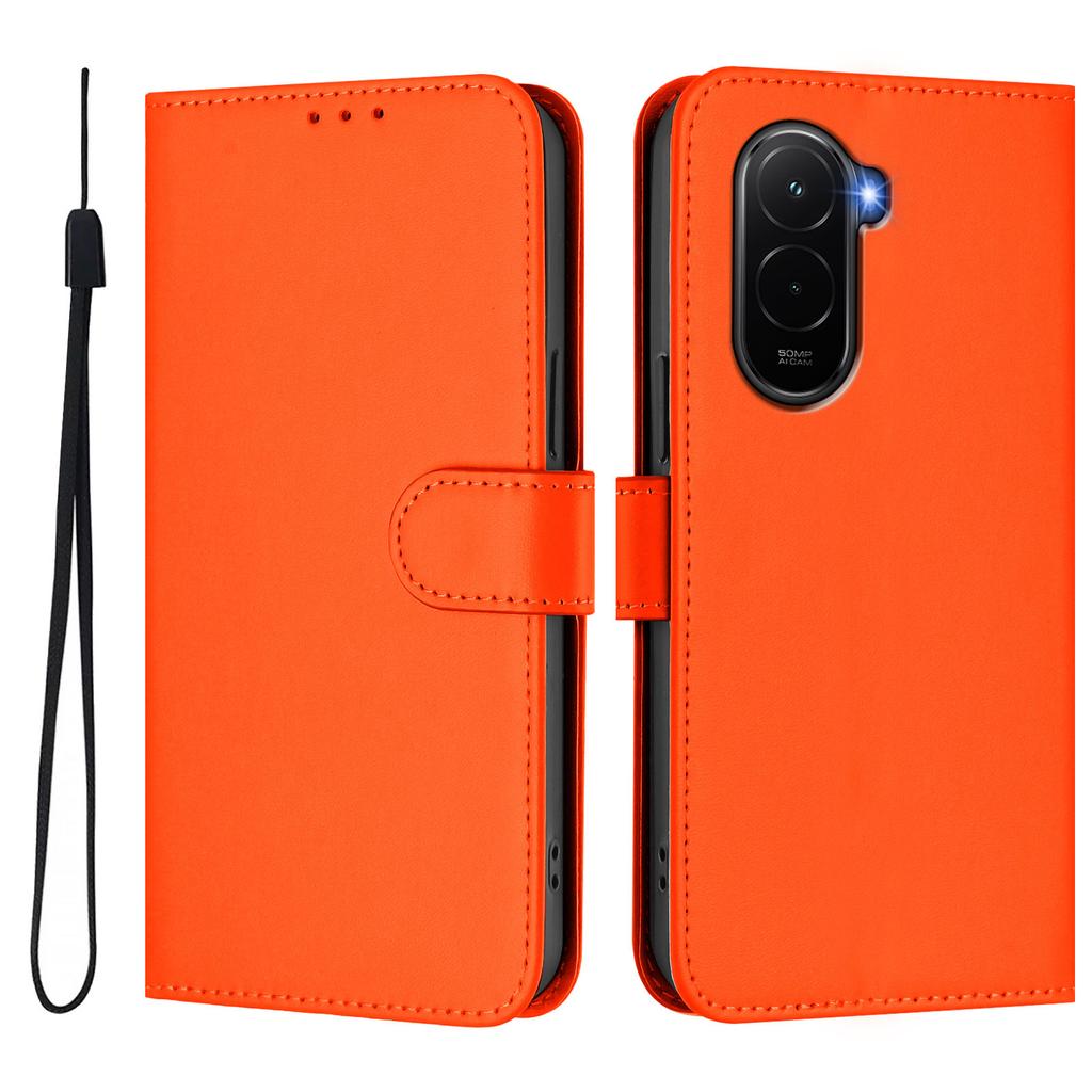 Для Xiaomi Poco M7 Plus 5G/M7 4G (169 мм) Однотонный чехол-кошелек из кожи с ремешком