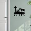 Cowboy Cowgirl At The Cross Wall Mounted Hook Up Pendant Wall Art Home Decor - Western Theme Metal Artwork for Stylish