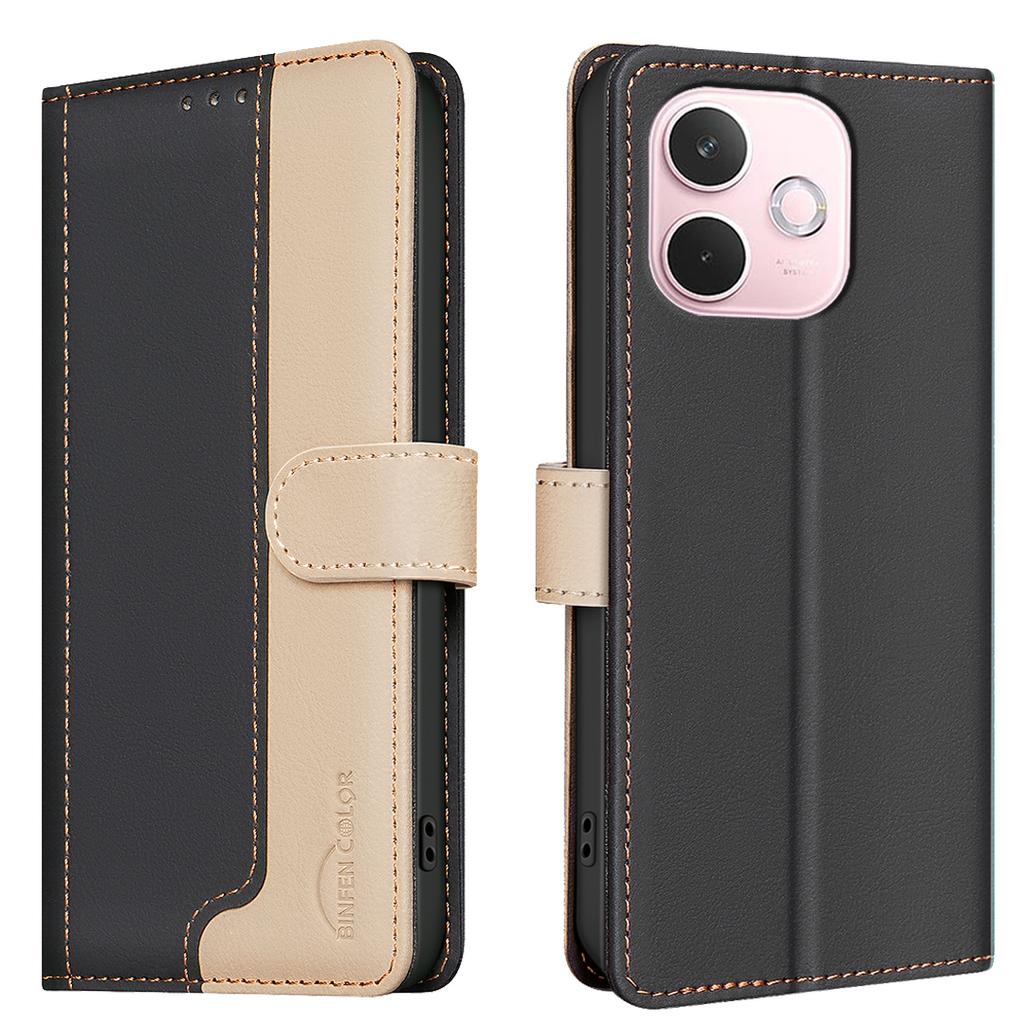 BINFEN COLOR BF33 For Oppo A5 Pro 5G Leather Case Splicing Color RFID Blocking Wallet Stand Phone Cover