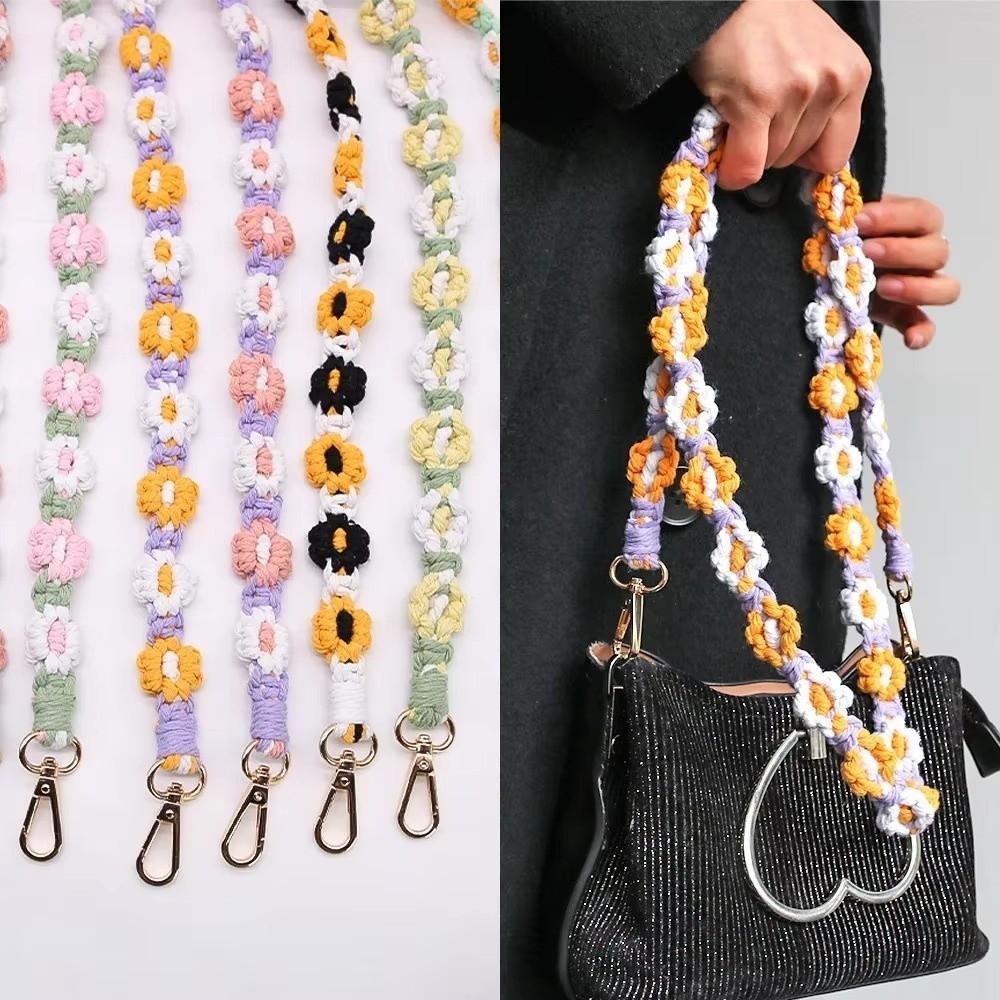 Cotton Mobile Phone Lanyard Daisy Macrame Keychain Hanging Strap Bag Hanging Rope Bag Accessories