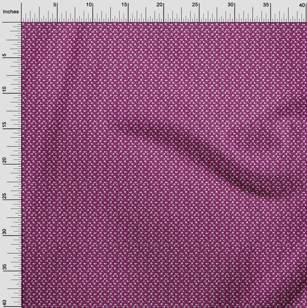 oneOone Cotton Flex Dark Magenta Fabric Bird Fabric For Sewing Printed Craft Fabric By The Yard 40 Inch