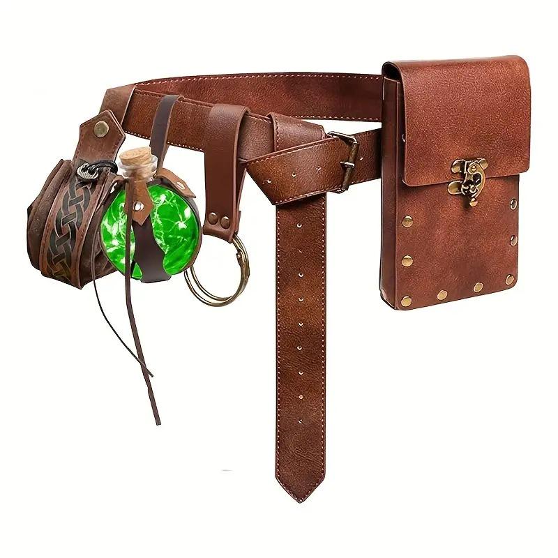Steampunk Leather Phone Bag - Medieval Belt Accessory for Renaissance Cosplay