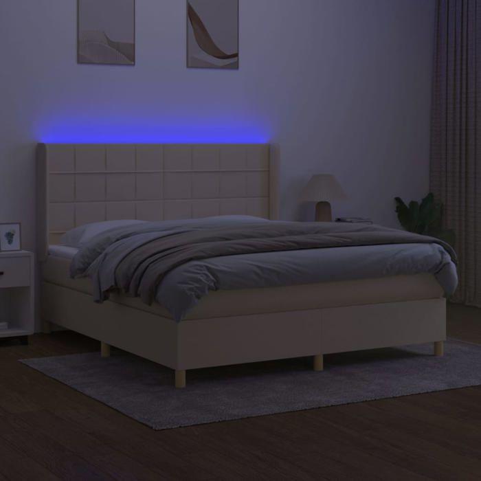 Maison Exclusive - Sommier à lattes de lit matelas et LED Crème 180x200 cm Tissu