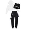 Kids Girls Hip-Hop Street Dance Clothes Outfits Vest Tops Cargo Sweatpants Net Cover Up Modern Teens Girls Streetwear