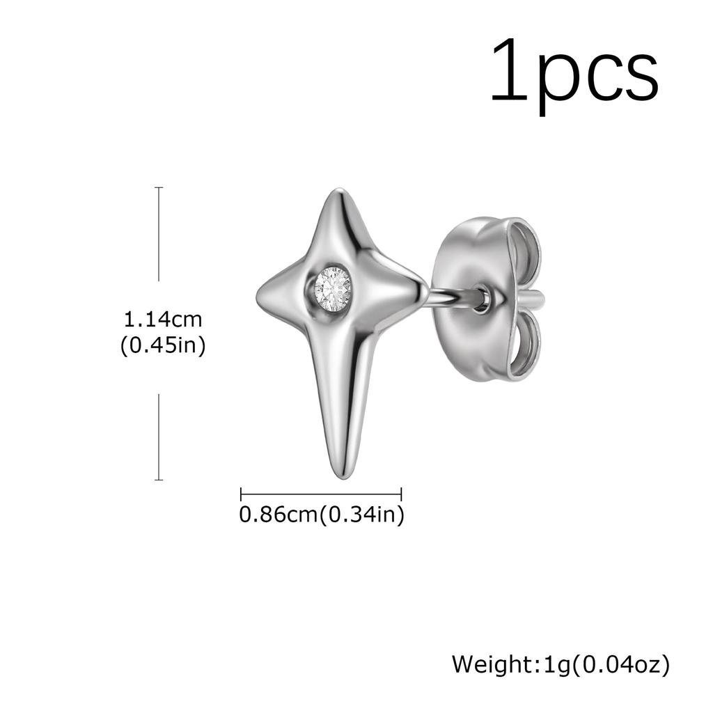 Men Stainless Steel North Star Stud Earrings,Hypoallergenic Silver Color Star Stud Earrings,Hip‑Hop Minimalist Jewelry Gift