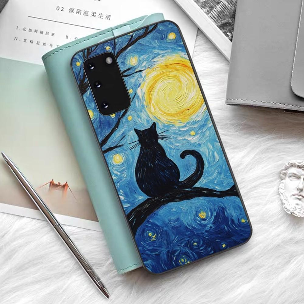 Чехол для телефона «Звездное небо с котом» для Samsung S 9 10 20 21 22 23 30 23 24 Plus Lite Ultra FE S10lite Fundas