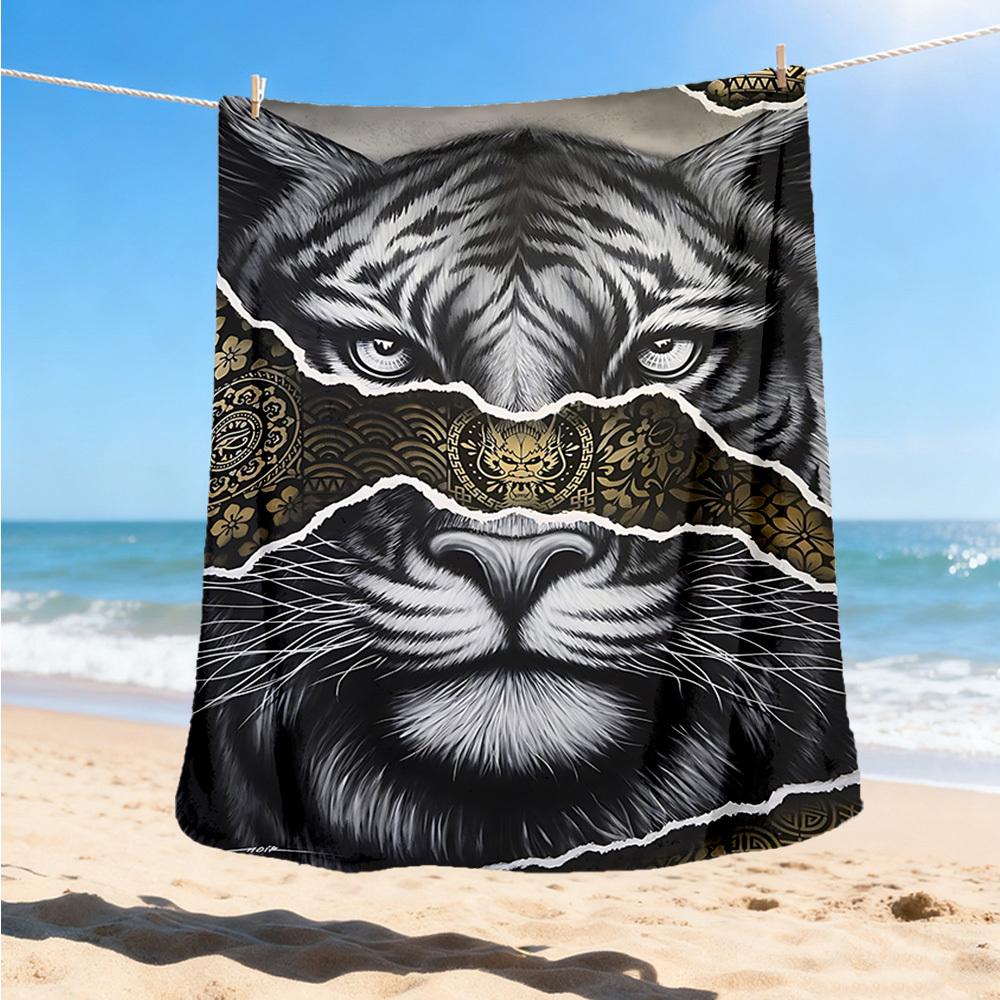 1pc Tiger Face Artwork Outdoor Blanket, Soft And Comfortable Blanket, Casual Warm Outdoor Blanket, Good Birthday Gift yy251201181