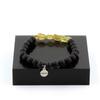 Stones and Minerals. Yellow Apatite Bracelet from Madagascar + 8 Mm Matte Black Onyx Beads. Made In France.