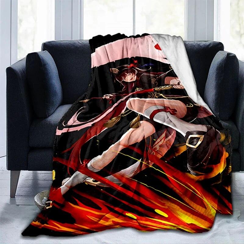 Популярные игры Genshin Impact Печатное одеяло, фланелевое теплое мягкое плюшевое одеяло для дивана-кровати, плюшевое одеяло в стиле аниме