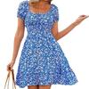 Women's Sleeve Dress Summer Dress Square Short A-Line Flowy Ruffle Beach
