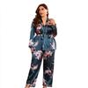 Women's Plus Size Pajama Set Silk Feel Satin Pajamas Kimono Loungewear Short Sleeve Pajama 2 Piece Sleeping Suits (Size for 1XL-5XL)