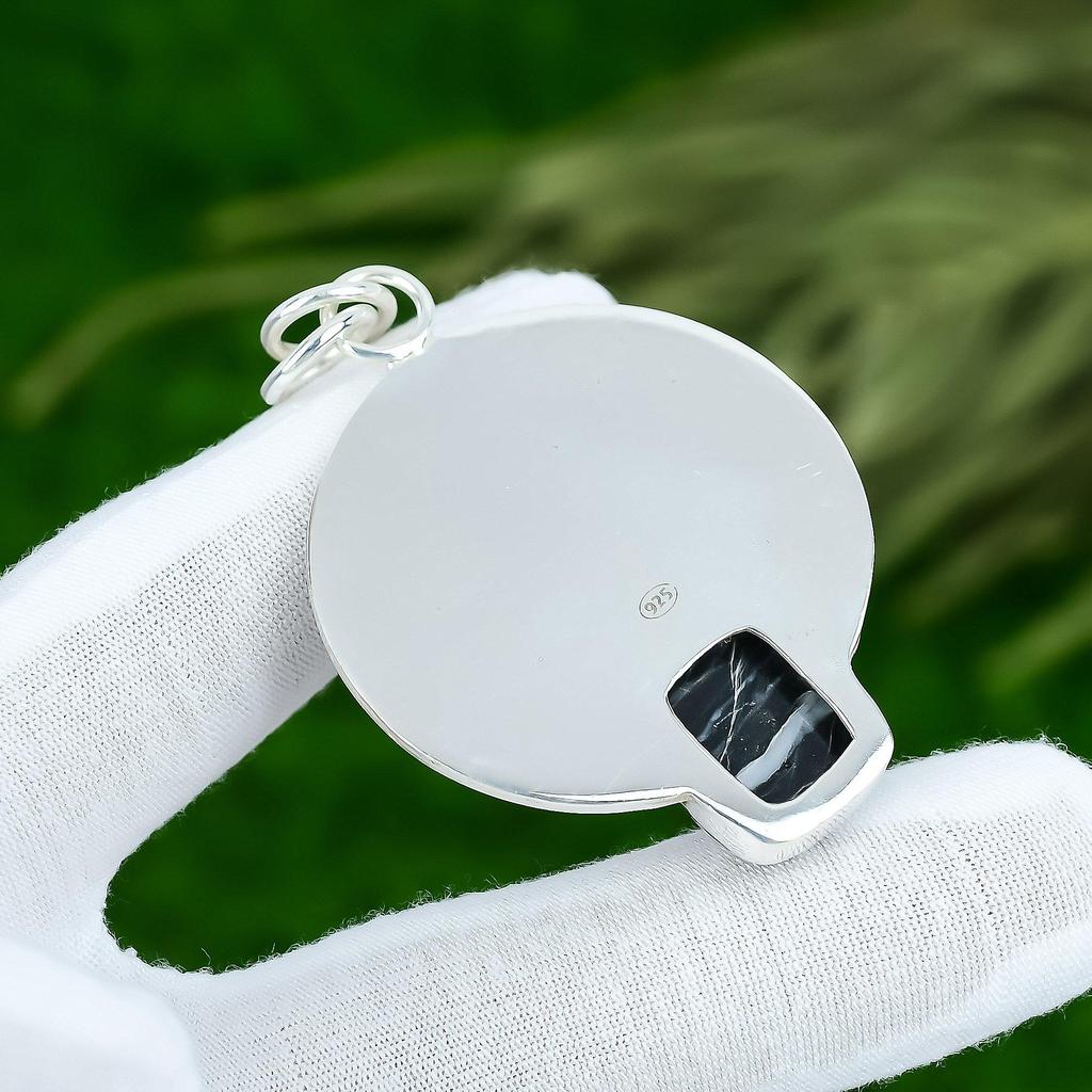 Сделка ко Дню сестер Серебро 925 пробы Камень Зебра Яшма Новый Безель Юбилейная Подвеска