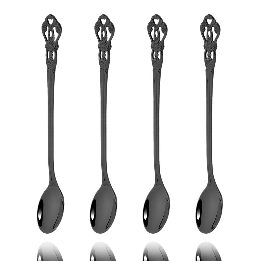 4Pcs Juice Coffee Stirring Cutlery Set Vintage Colorful Teaspoon Dinnerware Ice Cream Long Handle Scoop Tableware Kitchen Tools