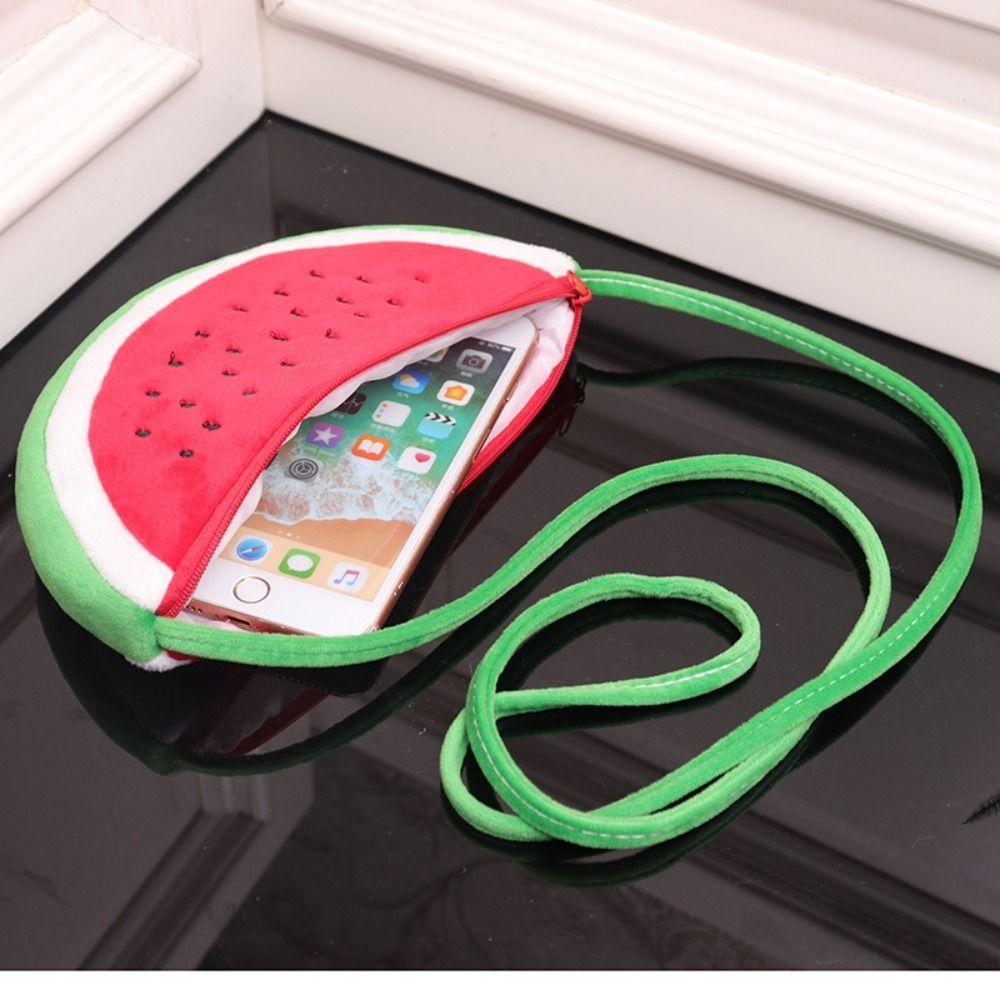 Fruit Watermelon Crossbody bag Adjustable Cartoon Tote Bag Plush Watermelon Bag  Birthday Gifts