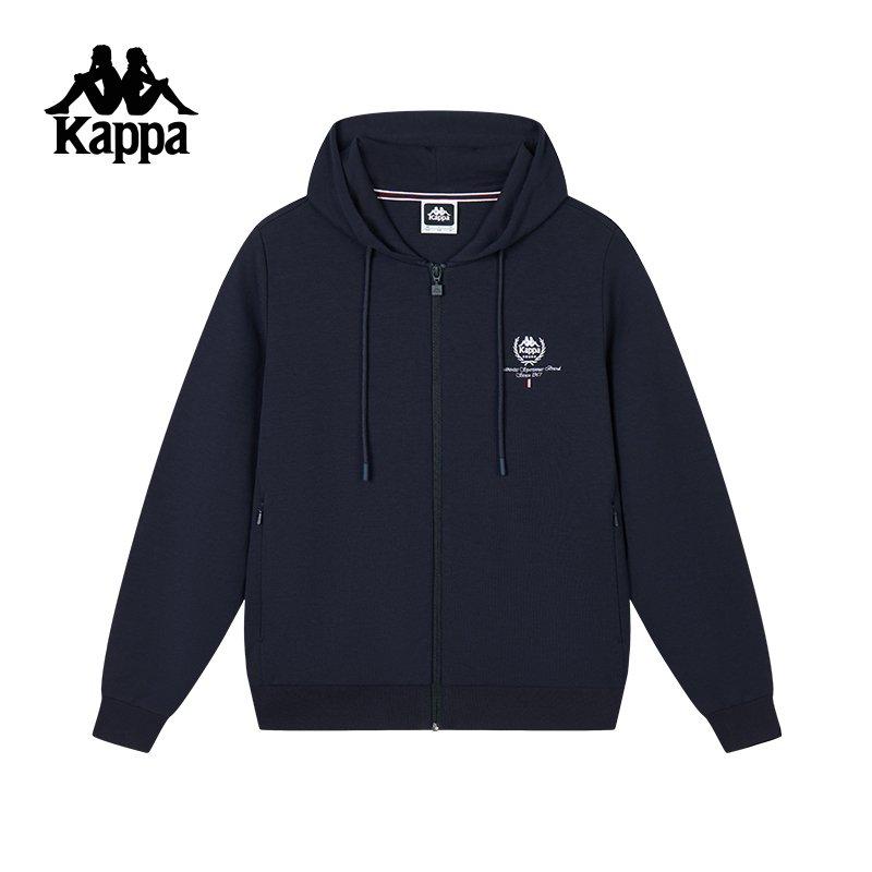 Kappa back-to-back cardigan sweatshirt, autumn and winter women's sportswear, hooded top, jacket