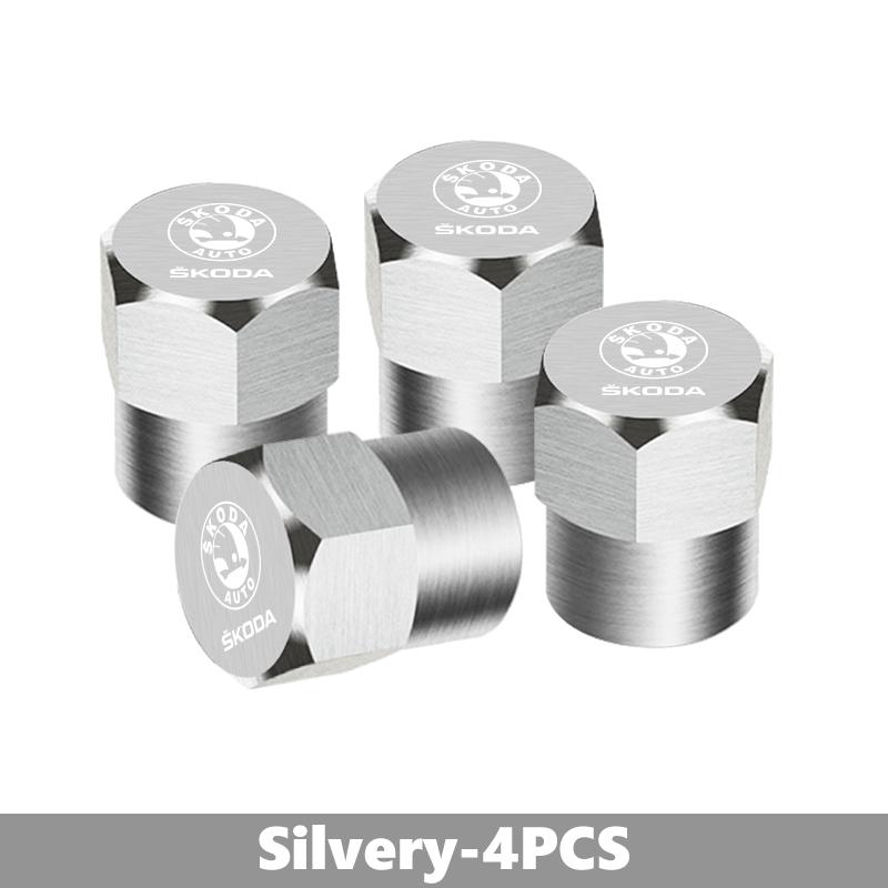 4Pcs 3D Metal Tire Valve Caps Car Tyre Air Stems Cover For Skoda Fabia Kamiq Superb Scala Enyaq-iV MK3 VisionS Yeti EK6