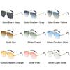 Oversized Double Bridge Frameless Sunglasses Vintage Square Frame Men's Shades Outdoor Gradient Lens UV Protection Sun Glasses