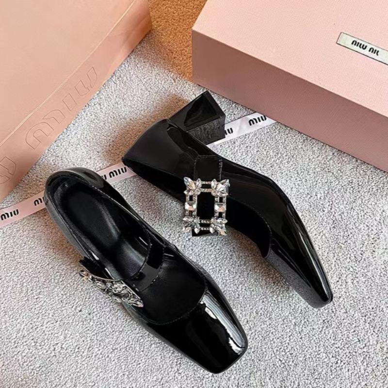 Модная обувь туфли на низком толстом каблуке женские туфли на высоком каблуке женские с квадратным носком Мэри Джейн ретро кожа модные универсальные