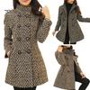 Midi Length Women Winter Coat Thick Plaid Print Double-breasted Turn-down Collar Overcoat Keep Warm Buttons Long Sleeves Mother for Work