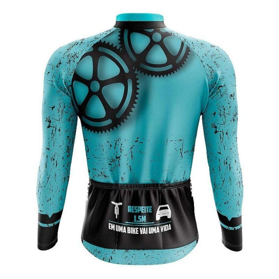 Camisa Ciclismo Masculina Dryfit Proteção UV Bike MTB Speed Respeite o Ciclista Azul