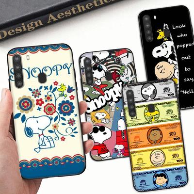 SM18 Snoopy черный мягкий чехол для Samsung Note 20 Lite S24 Ultra S23 A03 A05 A06 A11 A71 A15 A16 A13 A24 A25 A33 A52 A53 A50 M55 M35 Plus