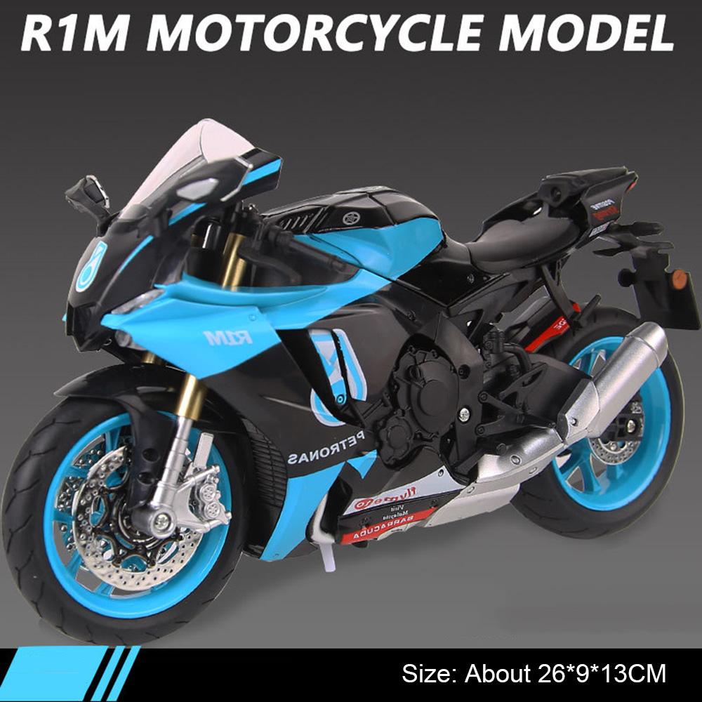 1:9 R1M SUZUKI GSX-1000R Модель Мотоцикла Игрушка Сплав Литье Под Давлением Поддерживаемая Тренога Симуляция Внедорожные Модели Мотоциклов Игрушки Подарки Для Детей