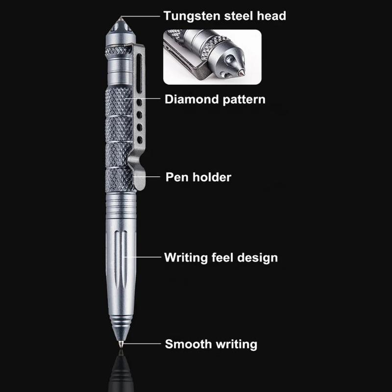 Multifunctional Tactical Pen High Quality Steel Anti Skid Gel Pen Portable Self Defense Pen Aluminum Glass Breaker Survival Tool