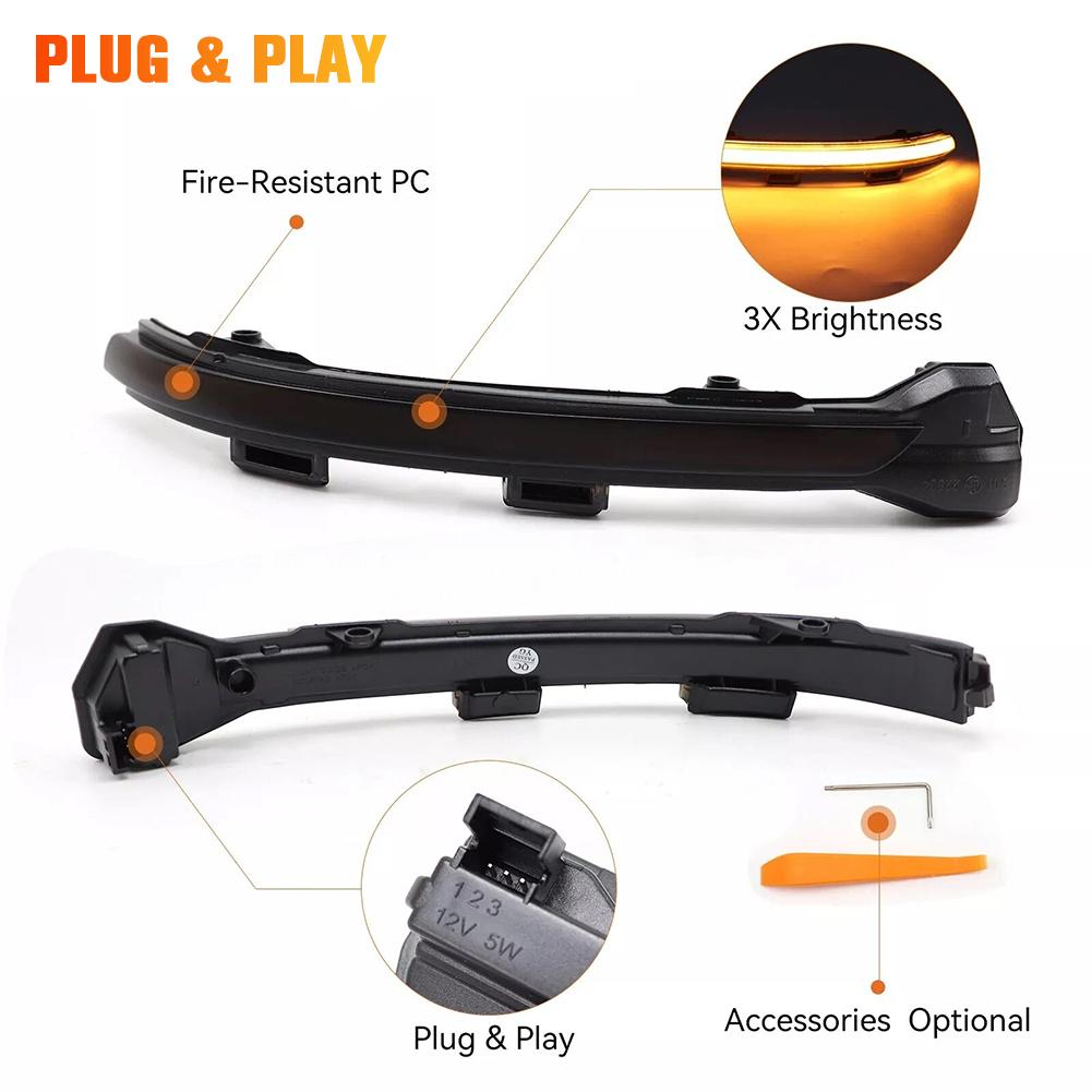 2 Pcs Dynamic LED Turn Signal Light Mirror Indicator Light for VW Golf 7 2012-2018