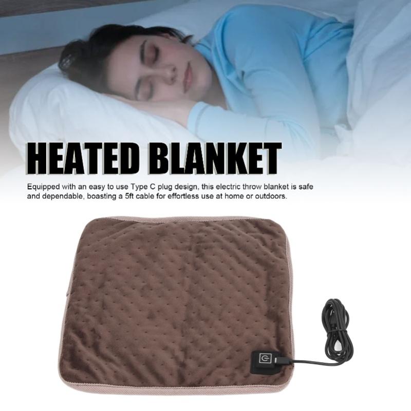 Heated Blanket Electric Throw USB 5W Soft Synthetic Fiber 3 Gear Electric Heating Blanket With 5ft Cable For Keeping Warm In