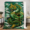 Multiple sizes Dragon and Waves  Print Blanket Warm Soft Suitable for All Seasons for Home Sofa Travel Camping Picnics RV
