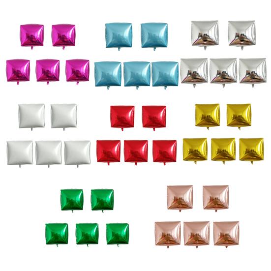 5Pcs 24 Inch Party Balloon Inflatable Bright Color 4D Cube Square Aluminum Film Balloon Decoration Home Decor