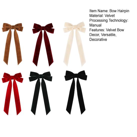 6 шт. бархатные заколки-банты для волос бархатная лента для волос с кисточками банты заколки для девочек декоративные заколки для волос аксессуары для волос